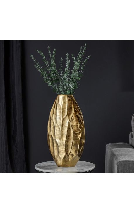 Organische Vase aus goldenem Aluminium gehämmert