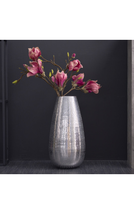 Grote cylindrische hammerde aluminiumvase "Shami" 50 cm