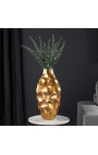 Multi-faceted vase in golden aluminum