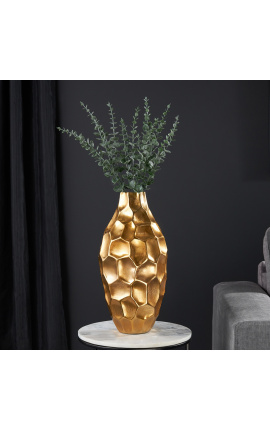 Facettenreiche Vase aus goldenem Aluminium