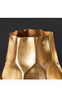 Multi-faceted vase in golden aluminum