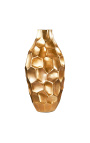 Multi-faceted vase in golden aluminum