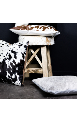 Square cushion in black and white cowhide 45 x 45