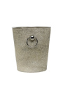 Champagne bucket in aluminum and gray cowhide