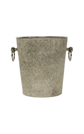 Champagne bucket in aluminum and gray cowhide