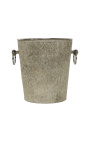 Champagne bucket in aluminum and gray cowhide