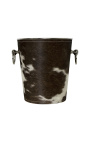 Champagne bucket in aluminum and brown cowhide
