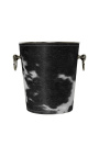 Champagne bucket in aluminum and black cowhide