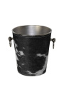 Champagne bucket in aluminum and black cowhide