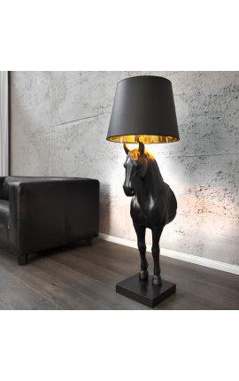 Lampe sur pied cheval noir et doré