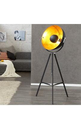 Подова лампа като черно-златно фото студио