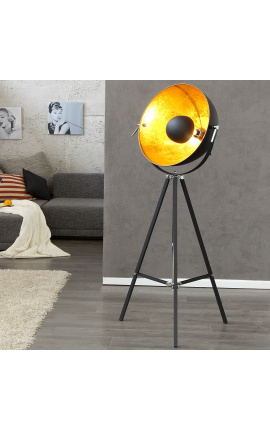 Staande lamp als een zwart-gouden fotostudio