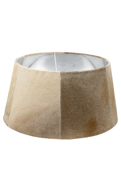 Abat-jour en peau de vache beige 50 cm de diamètre