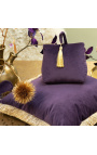 Baršunasti jastuk u boji šljive s kićankom