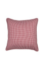 Red and white checkered "Vichy" square cushion with piping 45 x 45