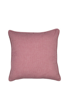 Roșu și alb verificat &quot;Vichy&quot; cushion cu piping 45 x 45