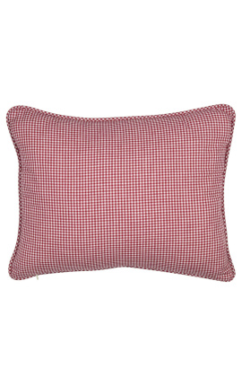 Cojín rectangular Vichy rojo y blanco con tubería 35 x 45