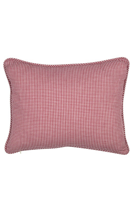 Czerwony i biały sprawdzony "Wichy" rektangularny cushion z pipingem 35 x 45