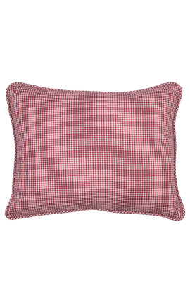 Cojín rectangular Vichy rojo y blanco con tubería 35 x 45