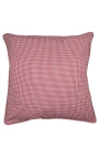 Red and white checkered "Vichy" square cushion with piping 55 x 55