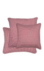 Red and white checkered "Vichy" square cushion with piping 55 x 55