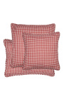 Red and white large checkered "Vichy" square cushion with piping 45 x 45