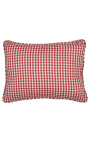 Red and white large checkered "Vichy" rectangular cushion with piping 35 x 45