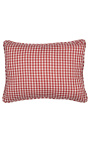 Røde og hvite store sjekket "Vichy" rektangulær cushion med piping 35 x 45