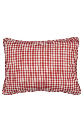 Czerwony i biały wielki sprawdzony "Wichy" rektangularny cushion z pipingem 35 x 45