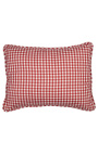 Coussin rectangulaire "Vichy" rouge et blanc à grands carreaux avec passepoil 35 x 45