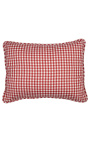 Red and white large checkered "Vichy" rectangular cushion with piping 35 x 45