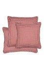 Red and white large checkered "Vichy" rectangular cushion with piping 35 x 45