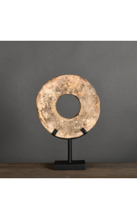 Monnaie Yap en pierre et montée sur socle - 30 cm de diamètre