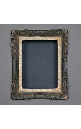 Louis XIV style frame with interior shelves (cabinet) black patina