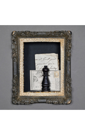 Louis XIV style frame with interior shelves (cabinet) black patina