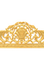 Cama barroca em tecido de imitação de pele branca com strass e madeira dourada