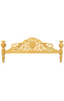Baroková posteľ biela koženka s kamienkami a zlatým drevom