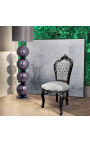 Baroque rococo style chair grey velvet and black matt wood