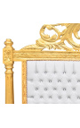 Barok bed hoofdeinde wit kunstleer met strass steentjes en goud hout