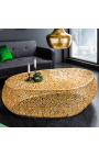 Stor oval "Cory" sofabord i stål og guldfarvet metal 120 cm