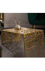 Square koffie tafel "Absy" in staal en goud metaal 60 cm