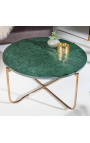 Okrúhly konferenčný stolík "Zuzana" zelená mramorová top s zlatým stojanom