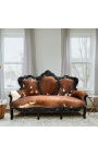 Barock soffa kohud brun och vit, svart trä