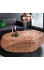 Grote oval "Cory" koffie tafel in staal en koper gekleurd metaal 120 cm