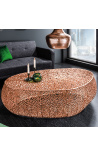 Grote oval Cory koffie tafel in staal en koper gekleurd metaal 120 cm