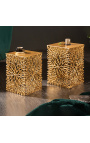 Set van 2 "Cory" side tabellen in staal en goudmetal