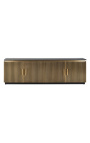 Large HERMIA TV cabinet with black marble and golden brass top