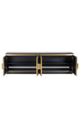 Large HERMIA TV cabinet with black marble and golden brass top