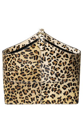 Bossa de mà (cabat) o porta revista en pell de vaca estampada de lleopard