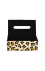 Caixa de lenços recarregáveis de couro com estampa de leopardo